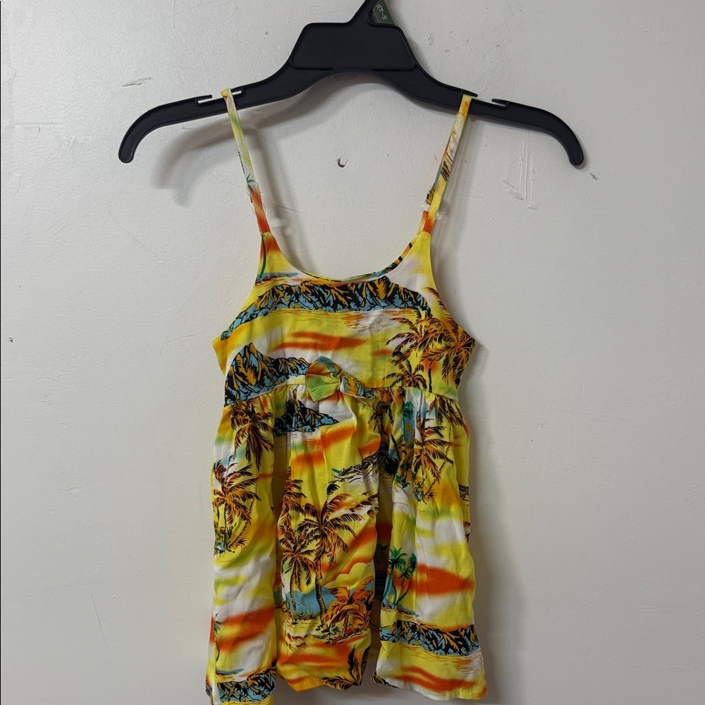Yellow Tie Front Smocked Casual Dress
